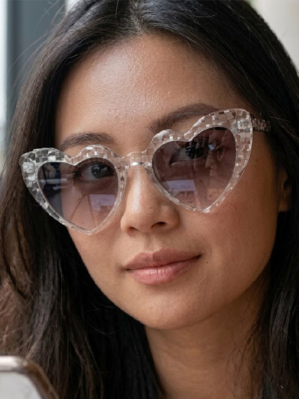 Betsey Johnson Clear Heart Shape Retro Sunglasses NWT